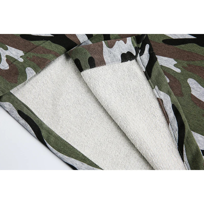 Damen Midi-Rock im Camouflage-Style mit elastischem Bund und Kordelzug Nord Taschen