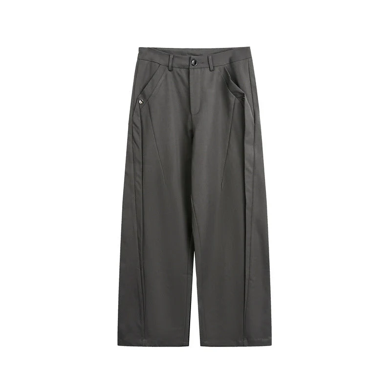 Damen Weite High-Waist Stoffhose mit Bügelfalte und seitlichen Eingrifftaschen Nord Taschen