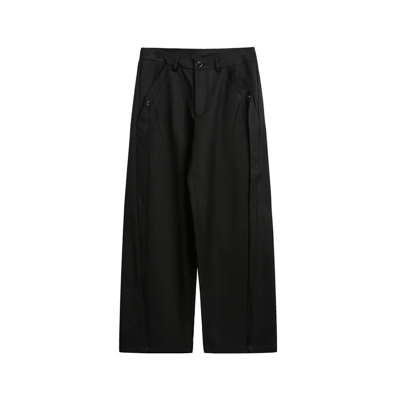 Damen Weite High-Waist Stoffhose mit Bügelfalte und seitlichen Eingrifftaschen Nord Taschen