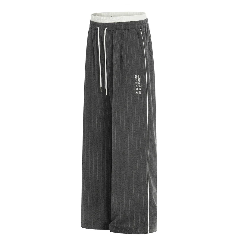Damen Weite Pinstripe-Culotte-Hose mit elastischem Bund und Kordelzug Nord Taschen