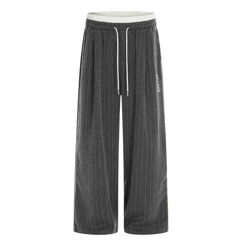 Damen Weite Pinstripe-Culotte-Hose mit elastischem Bund und Kordelzug Nord Taschen