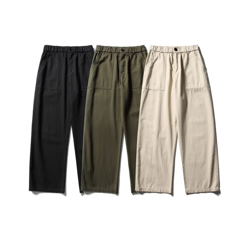 Damen Weite Utility-Cargohose mit elastischem Bund und aufgesetzten Fronttaschen Nord Taschen