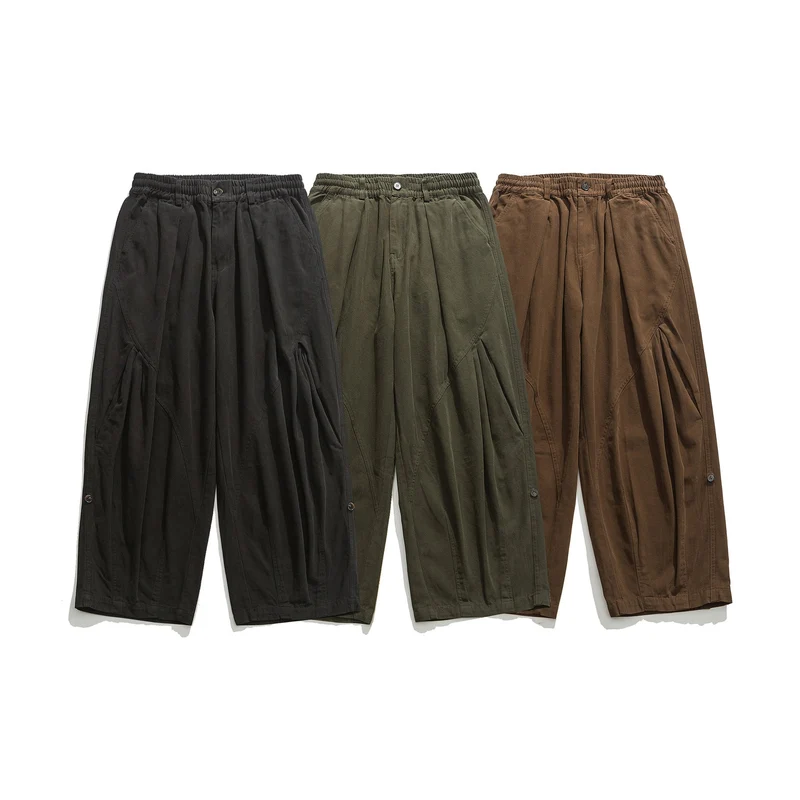 Damen weite Utility-Cargohose mit Gummibund und dekorativen Falten Nord Taschen