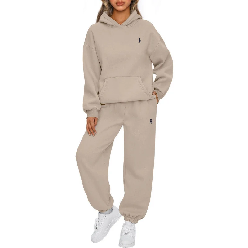 Damen Lässiger Kapuzenpullover und Jogginghose Set Nord Taschen