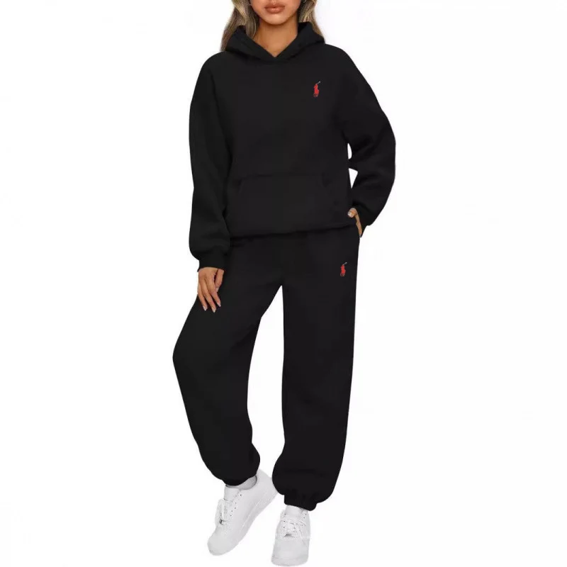 Damen Lässiger Kapuzenpullover und Jogginghose Set Nord Taschen