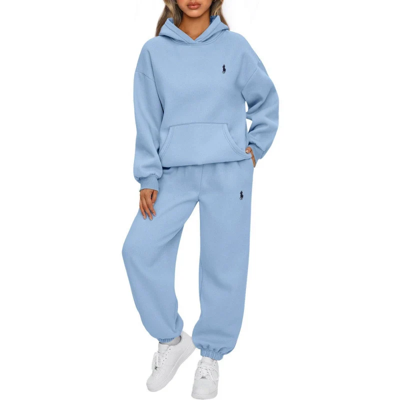 Damen Lässiger Kapuzenpullover und Jogginghose Set Nord Taschen
