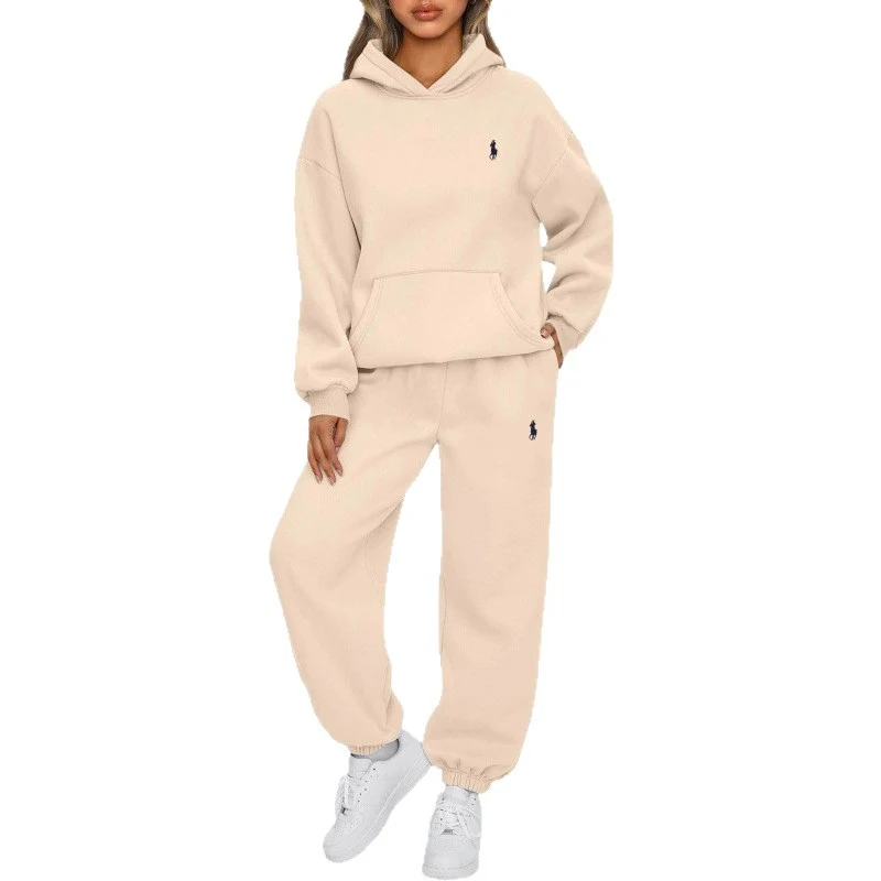 Damen Lässiger Kapuzenpullover und Jogginghose Set Nord Taschen