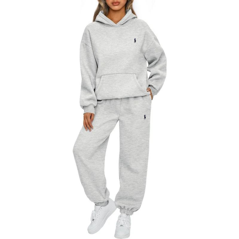 Damen Lässiger Kapuzenpullover und Jogginghose Set Nord Taschen