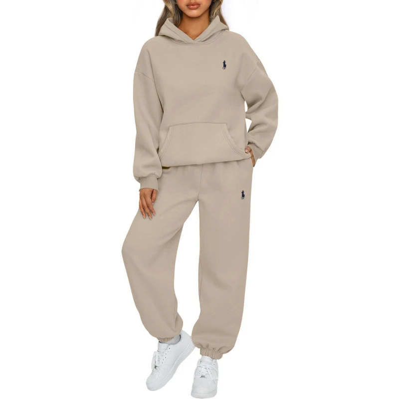 Damen Lässiger Kapuzenpullover und Jogginghose Set Nord Taschen