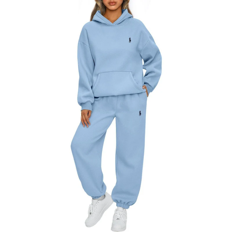 Damen Lässiger Kapuzenpullover und Jogginghose Set Nord Taschen
