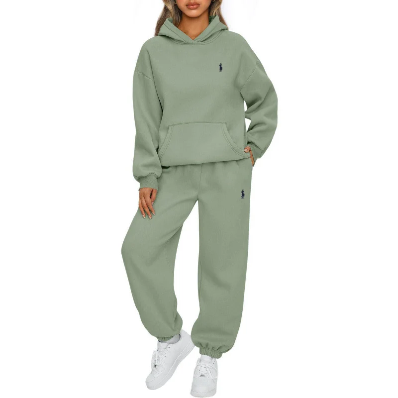 Damen Lässiger Kapuzenpullover und Jogginghose Set Nord Taschen