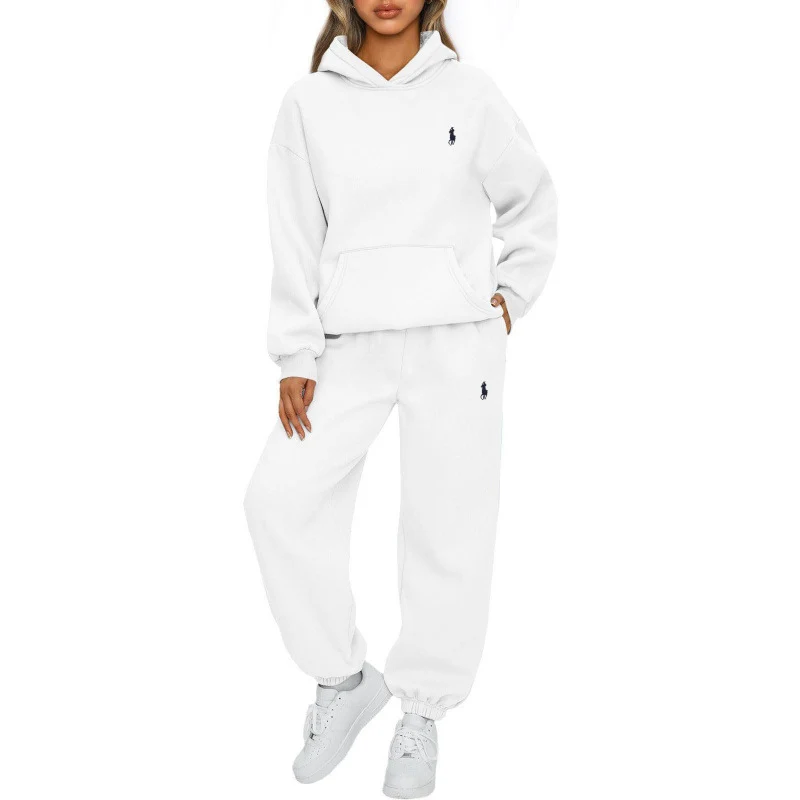 Damen Lässiger Kapuzenpullover und Jogginghose Set Nord Taschen