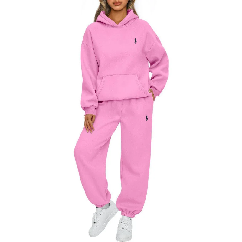 Damen Lässiger Kapuzenpullover und Jogginghose Set Nord Taschen