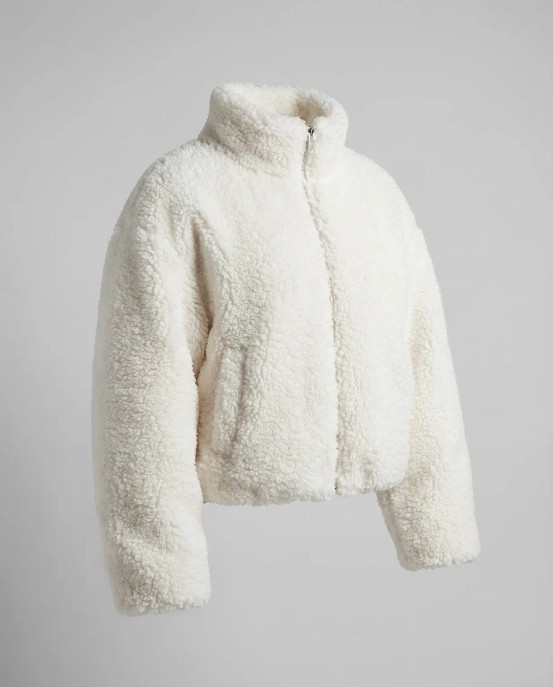 Damen Kurze Teddyjacke Stehkragen - Vittorelli