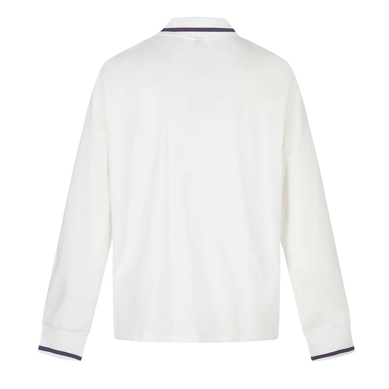 Damen Langarm-Poloshirt mit Strass-Applikation und kontrastierenden Bündchen Nord Taschen