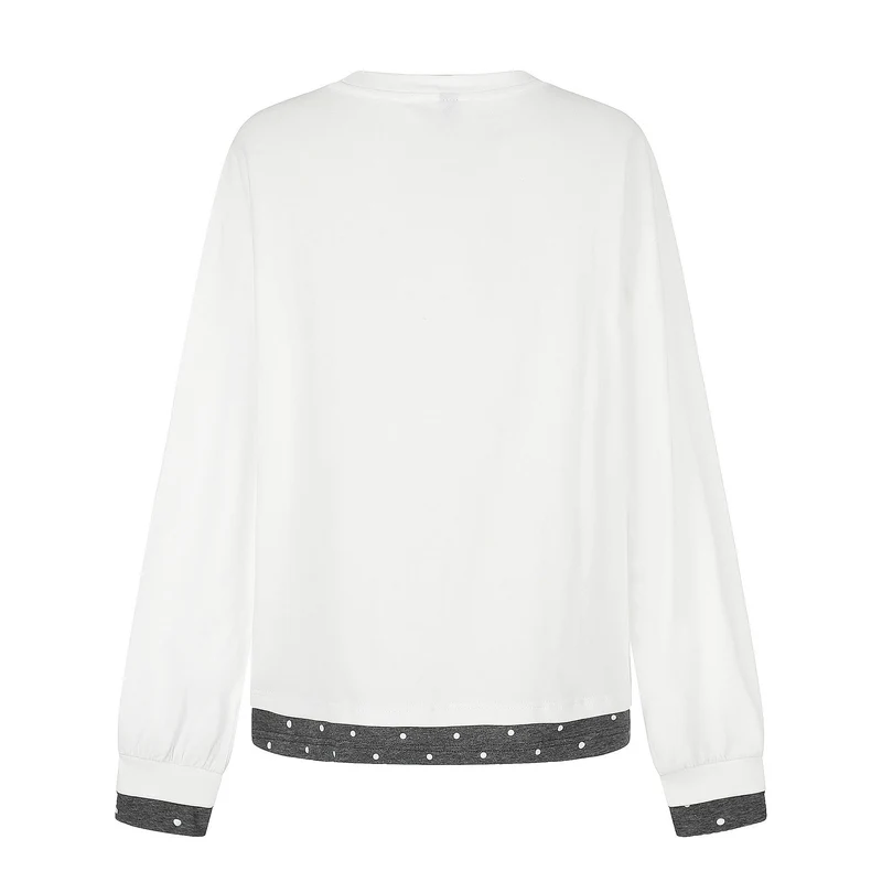 Damen Langarm-Pyjama-Top mit halbnaher Knopfleiste, Herz-Hundeprint und kontrastiertem Bündchen Nord Taschen