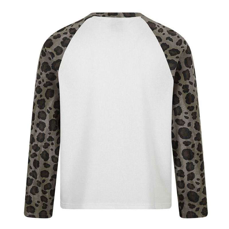 Damen Langarm-Thermo-Shirt mit Raglanärmeln und Leopard-Einsätzen Nord Taschen