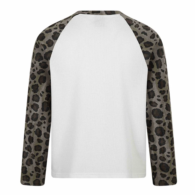 Damen Langarm-Thermo-Shirt mit Raglanärmeln und Leopard-Einsätzen Nord Taschen