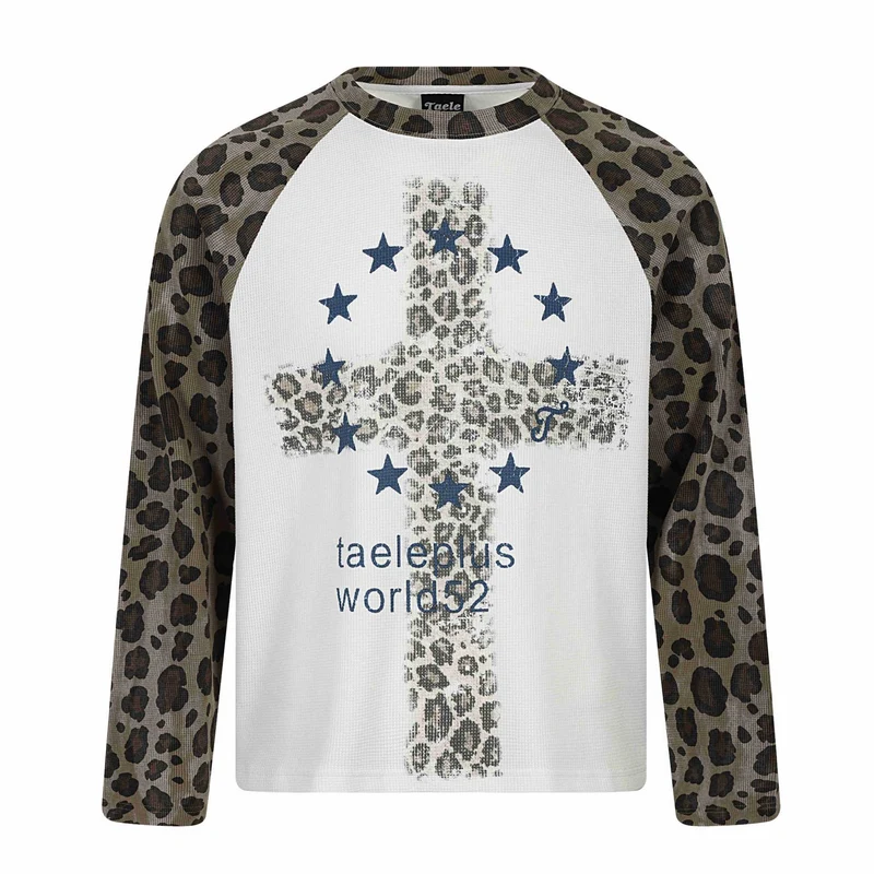 Damen Langarm-Thermo-Shirt mit Raglanärmeln und Leopard-Einsätzen Nord Taschen