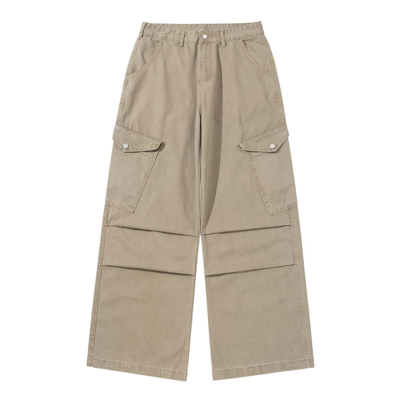 Damen Weite Cargo-Hose aus Baumwoll-Twill mit hoher Taille und aufgesetzten Klappentaschen Nord Taschen