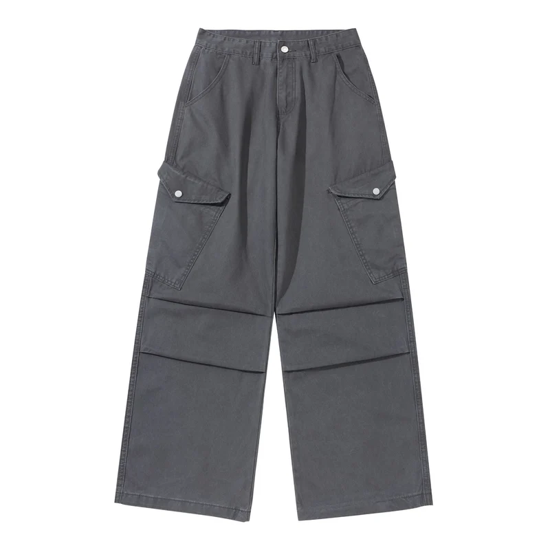 Damen Weite Cargo-Hose aus Baumwoll-Twill mit hoher Taille und aufgesetzten Klappentaschen Nord Taschen