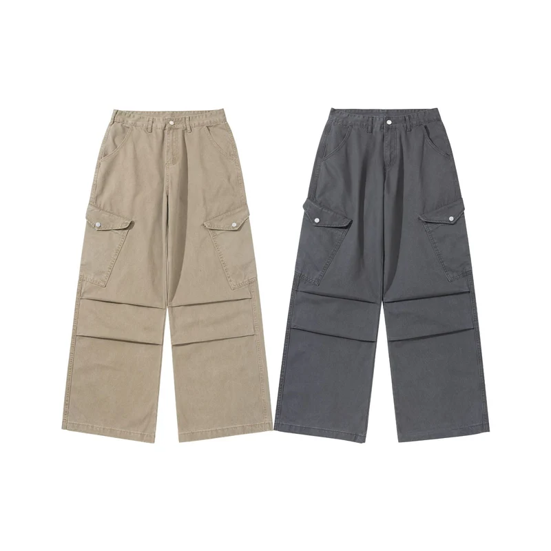 Damen Weite Cargo-Hose aus Baumwoll-Twill mit hoher Taille und aufgesetzten Klappentaschen Nord Taschen