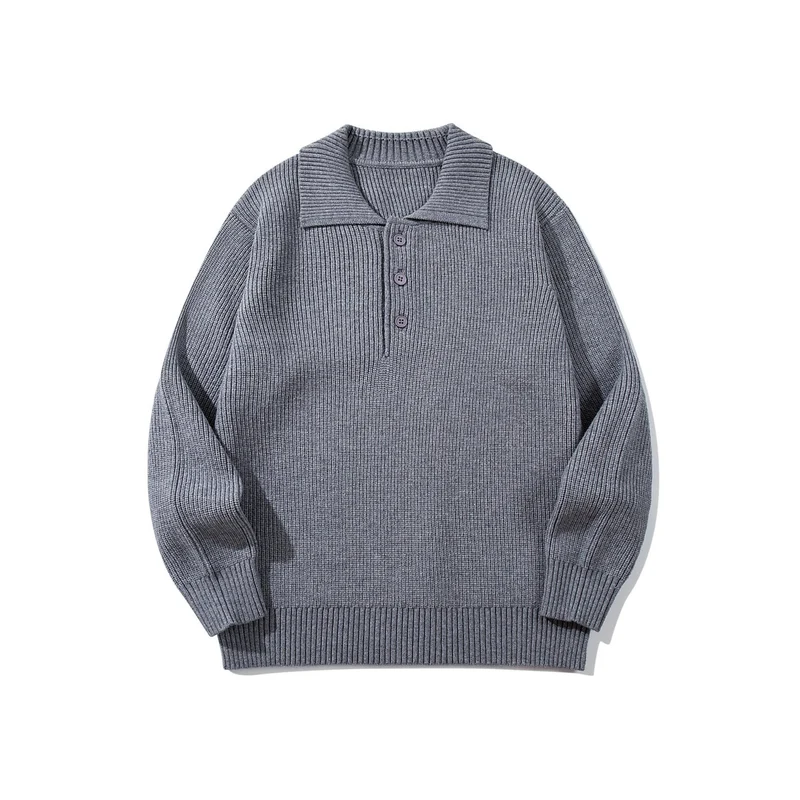Herren Gerippter Polokragenpullover mit dreifacher Knopfleiste und Relaxed-Fit Nord Taschen