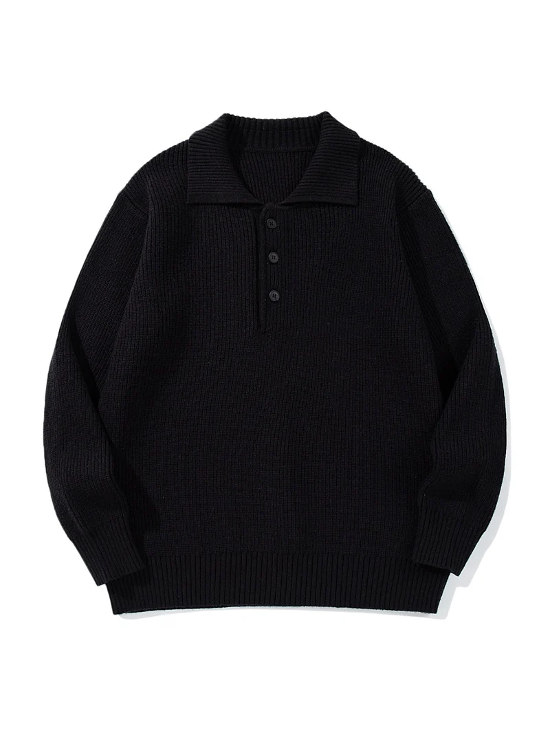 Herren Gerippter Polokragenpullover mit dreifacher Knopfleiste und Relaxed-Fit Nord Taschen