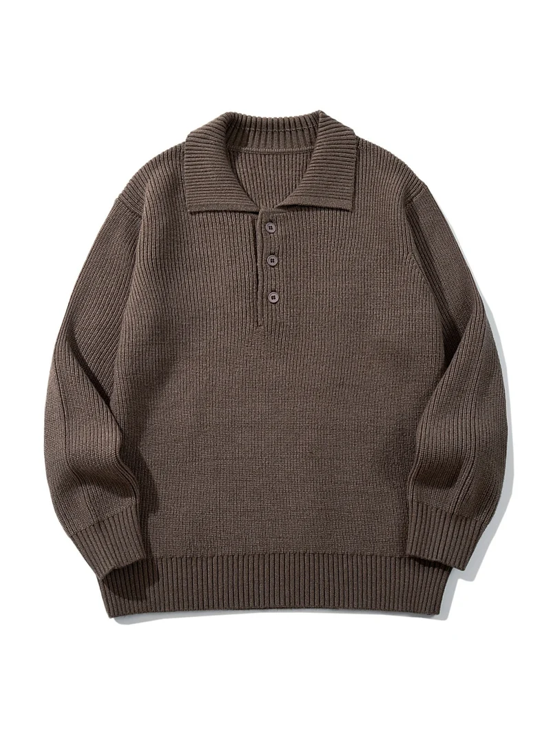 Herren Gerippter Polokragenpullover mit dreifacher Knopfleiste und Relaxed-Fit Nord Taschen