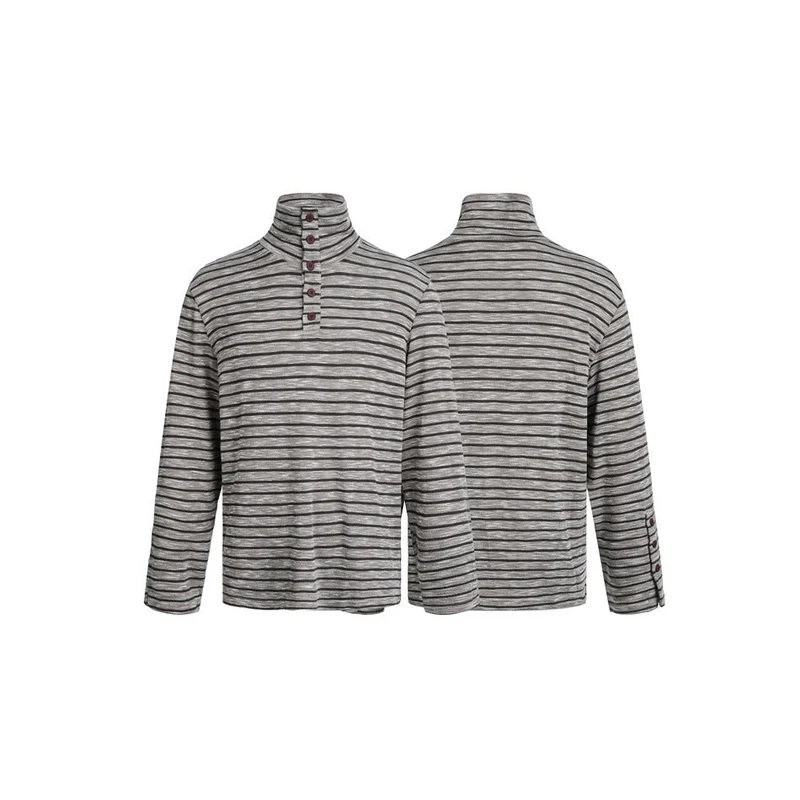 Herren Gestreifter Rollkragenpullover mit Knopfleiste und relaxed Fit Nord Taschen