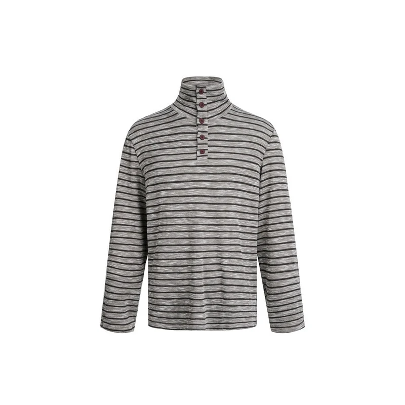 Herren Gestreifter Rollkragenpullover mit Knopfleiste und relaxed Fit Nord Taschen