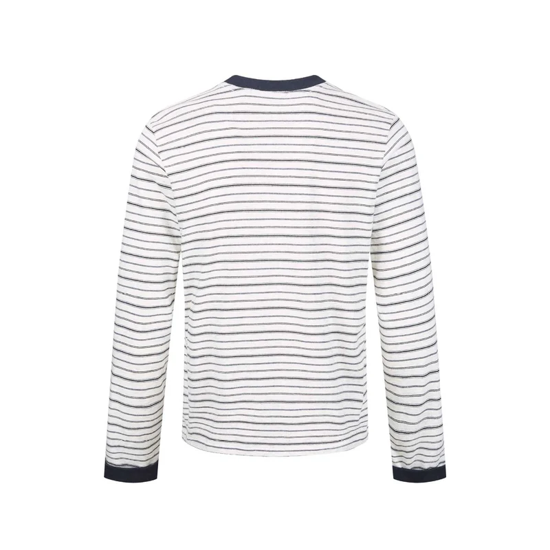 Herren Gestreiftes Langarmshirt aus Baumwollmix mit geripptem Rundhals Nord Taschen