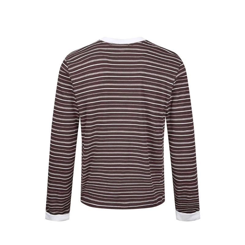 Herren Gestreiftes Langarmshirt aus Baumwollmix mit geripptem Rundhals Nord Taschen