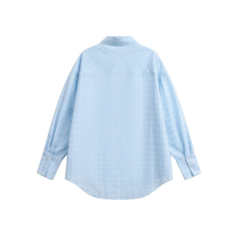 Damen Oversize-Bluse mit feinem Karomuster, Drop-Shoulder und verlängerter Rückenpartie Nord Taschen