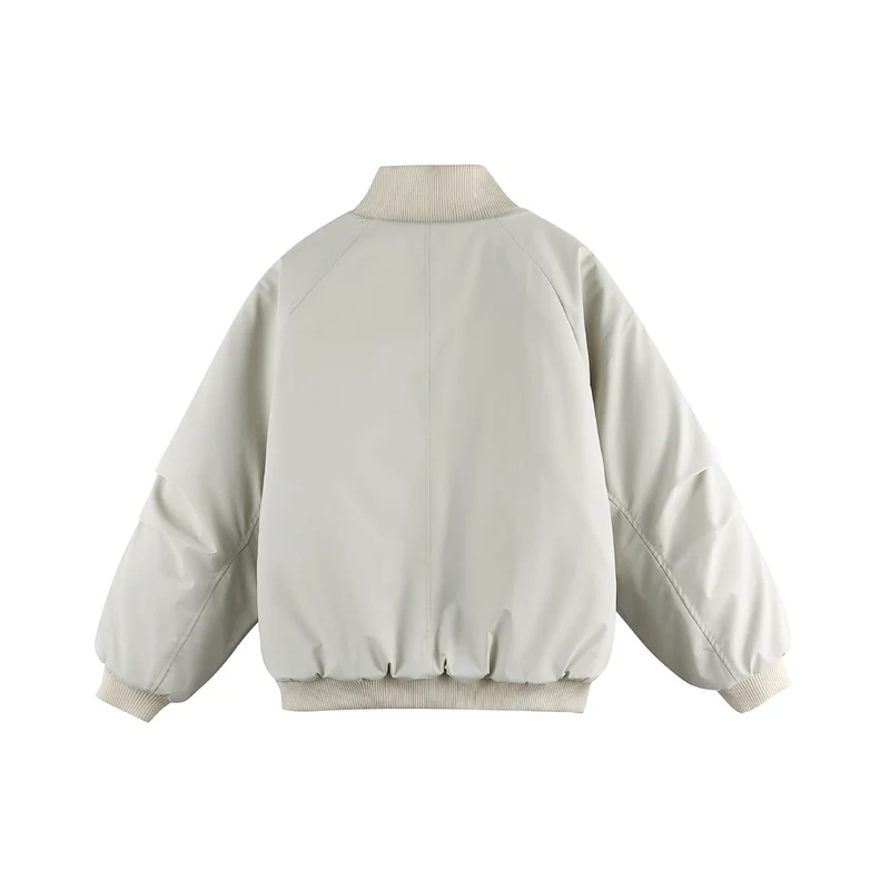 Damen Oversize Bomberjacke Nord Taschen mit Stehkragen, wattierter Fütterung und Pattentaschen