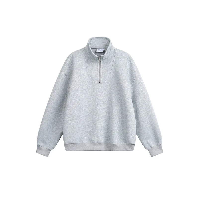 Damen Oversize Halfzip Stehkragen-Sweatshirt aus schwerer Baumwollmischung Nord Taschen