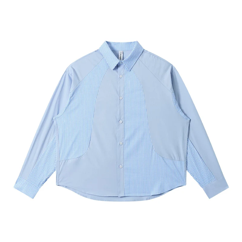 Damen Oversize-Hemd mit Karopanelen und Raglanärmeln Nord Taschen