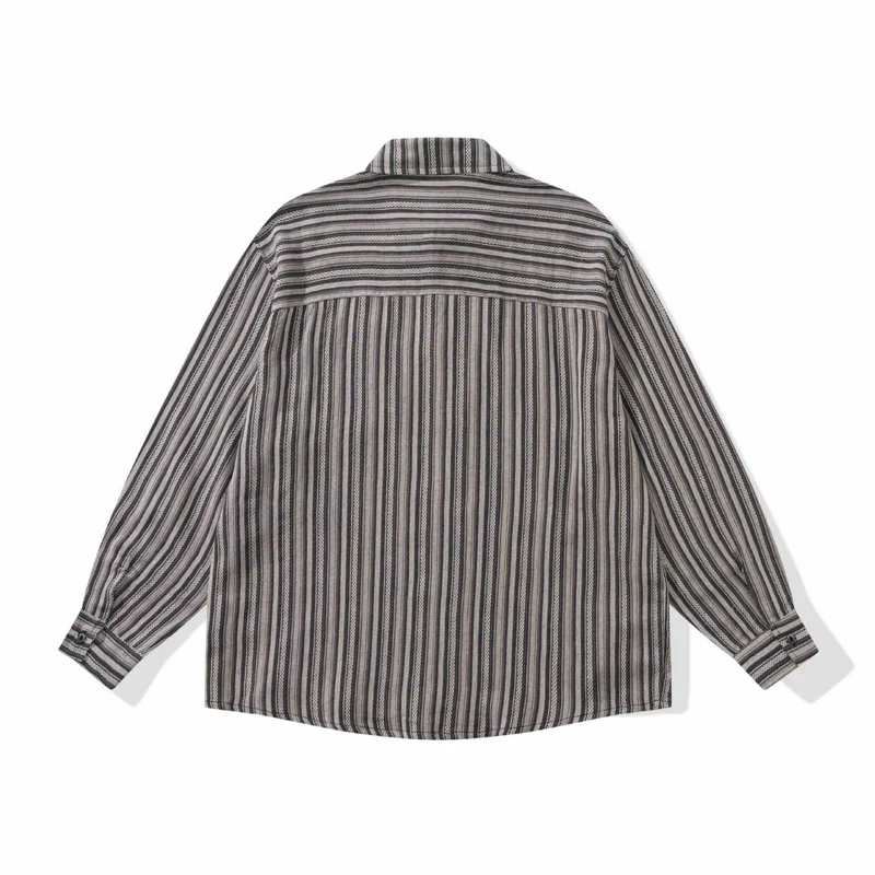 Herren Lockeres Overshirt-Hemd mit gestreifter Webstruktur, Brusttasche und legerem Schnitt Nord Taschen