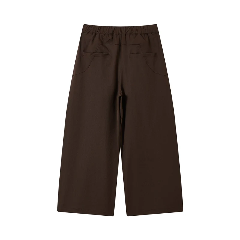 Damen weite verkürzte Bundfaltenhose mit Tunnelzug und Cargotaschen Nord Taschen