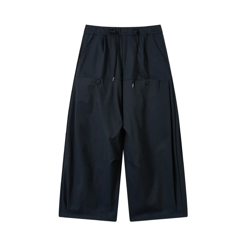 Damen weite verkürzte Bundfaltenhose mit Tunnelzug und Cargotaschen Nord Taschen