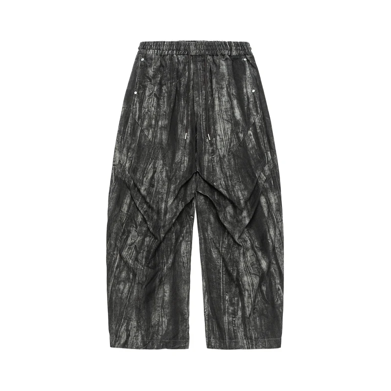 Herren Asymmetrische Haremshose mit Faltenlagen und Kordelzug Nord Taschen