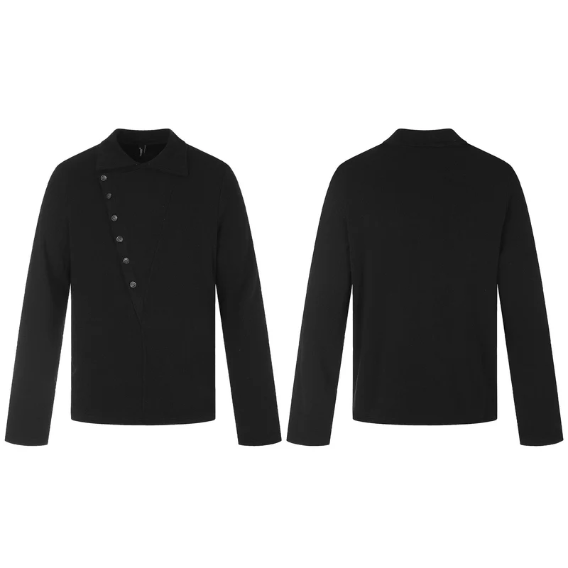 Herren Asymmetrische Hemdjacke mit Kentkragen und verdeckter Knopfleiste Nord Taschen