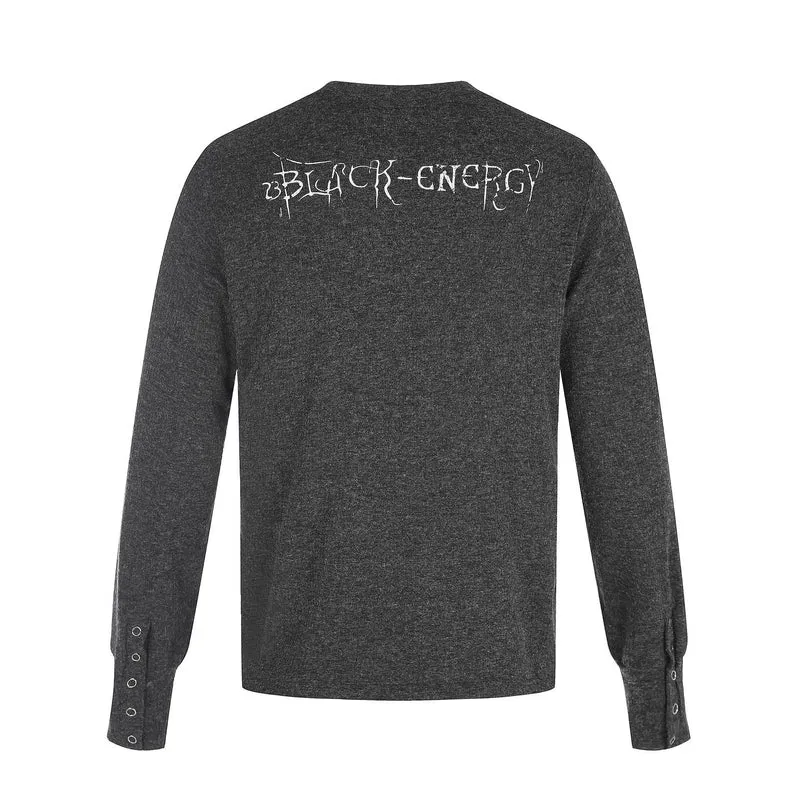 Herren Bedrucktes Langarm‑Henleyshirt aus weichem Jersey mit Druckknopfleiste Nord Taschen
