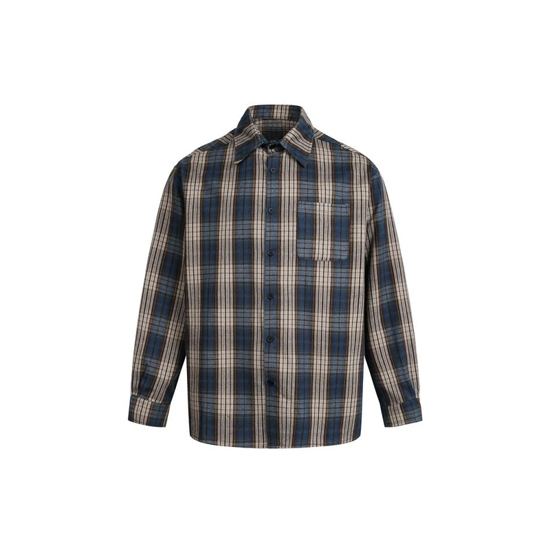 Herren Boxy-Flanell-Hemdjacke mit Karo-Jacquard und aufgesetzter Brusttasche Nord Taschen