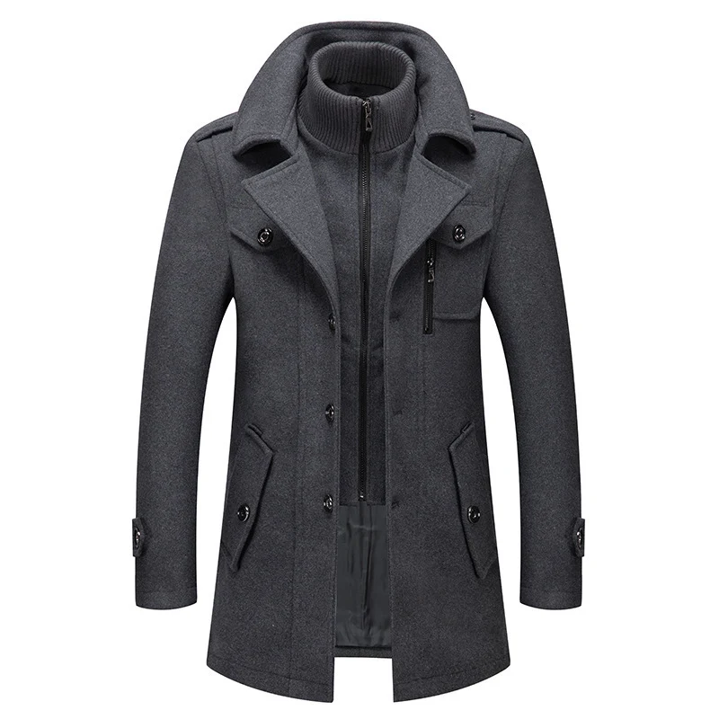 Herren Wollmix-Übermantel mit herausnehmbarer gesteppter Innenjacke Nord Taschen