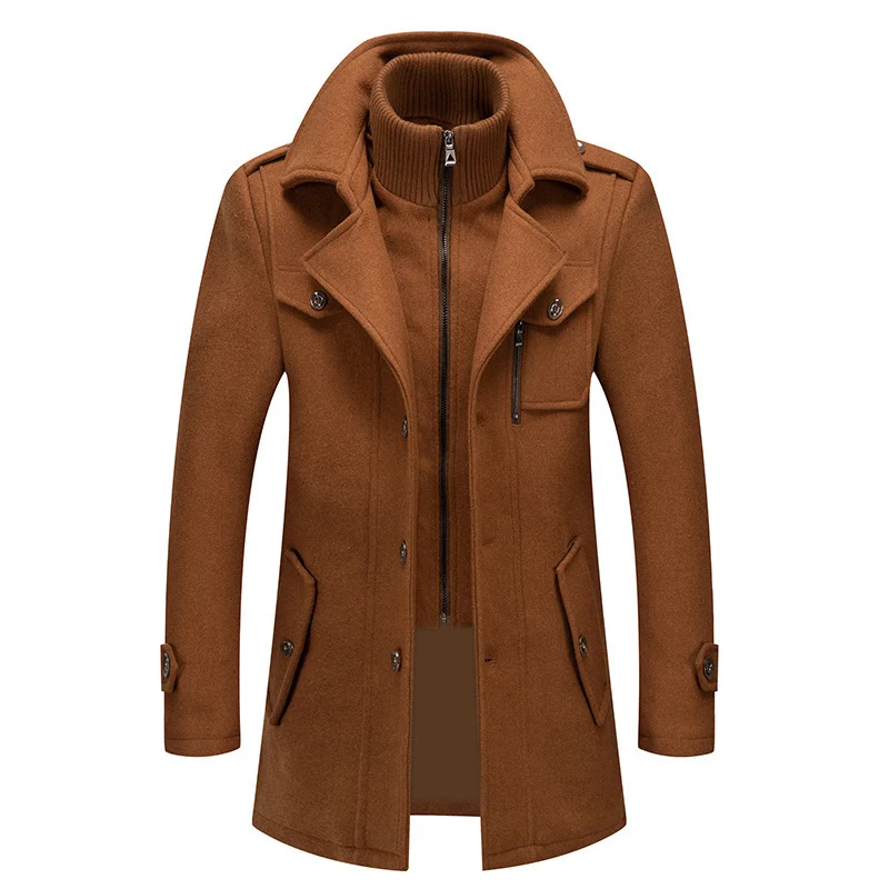 Herren Wollmix-Übermantel mit herausnehmbarer gesteppter Innenjacke Nord Taschen