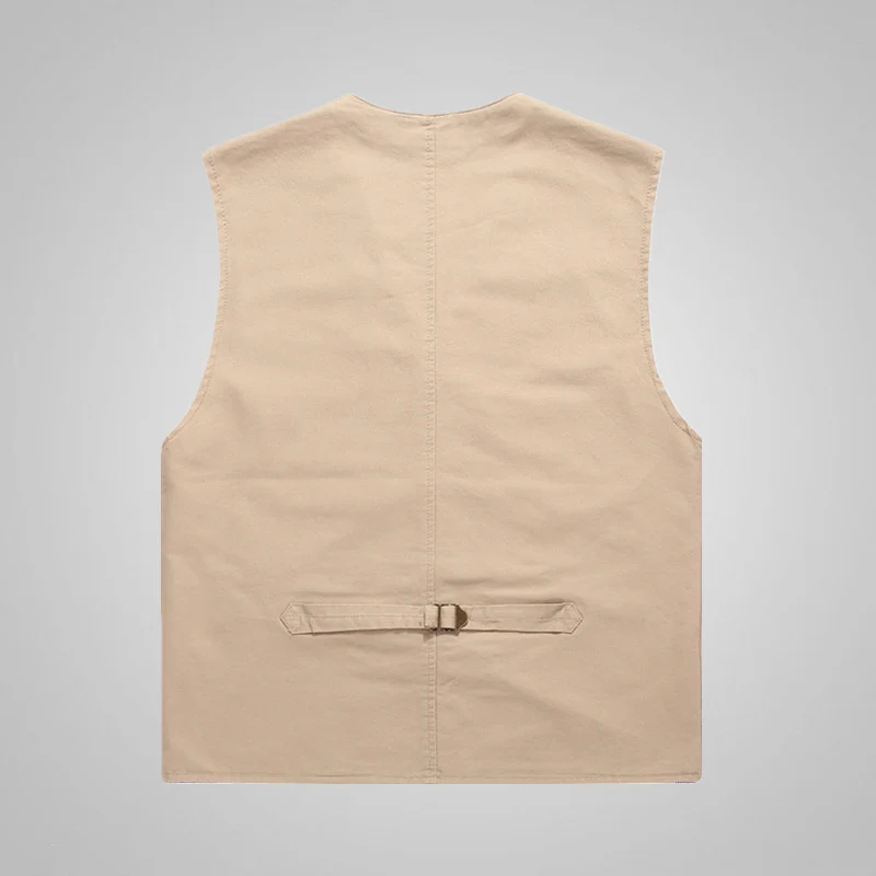 Herren Baumwoll-Canvas-Utility-Weste mit gestreiftem Innenfutter und aufgesetzten Taschen Nord Taschen