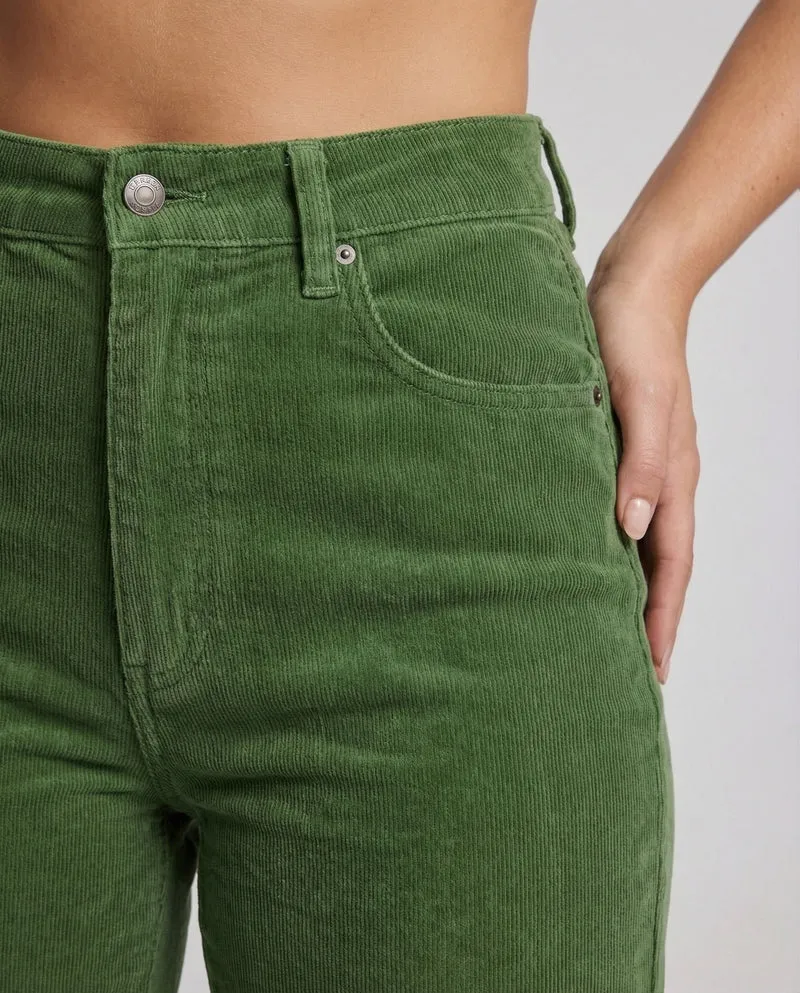 Damen Cordhose High Waist Gerades Bein Gesäßtaschen