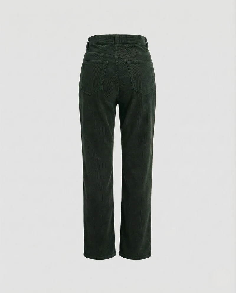 Damen Cordhose High Waist Gerades Bein Gesäßtaschen