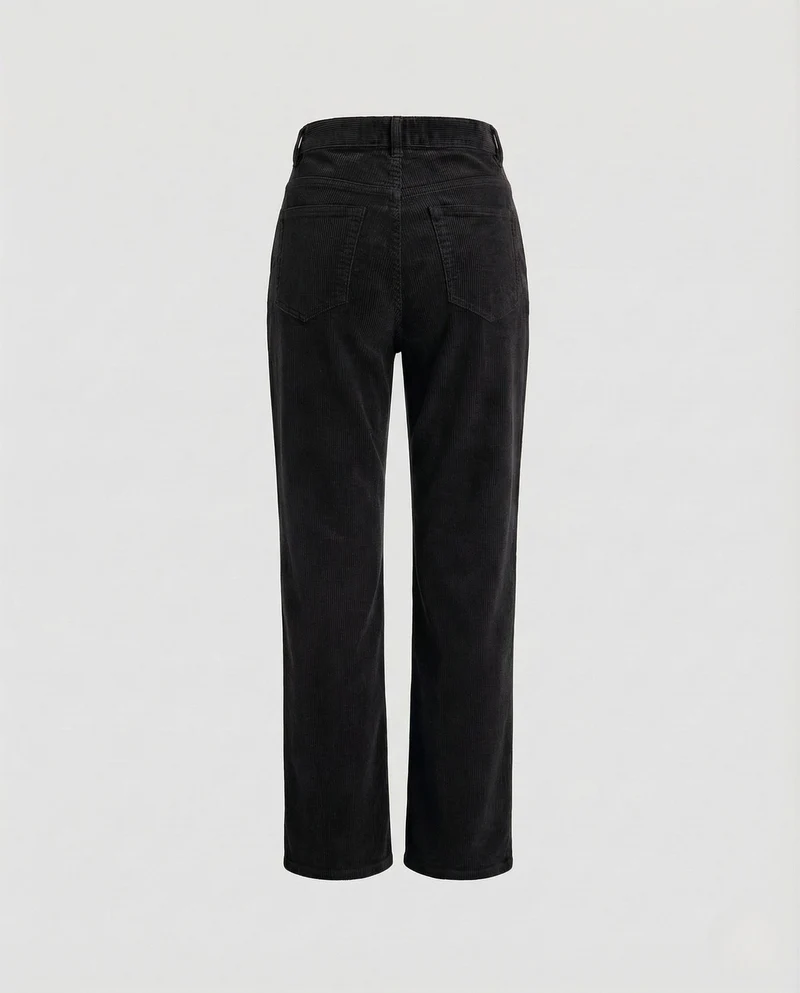 Damen Cordhose High Waist Gerades Bein Gesäßtaschen